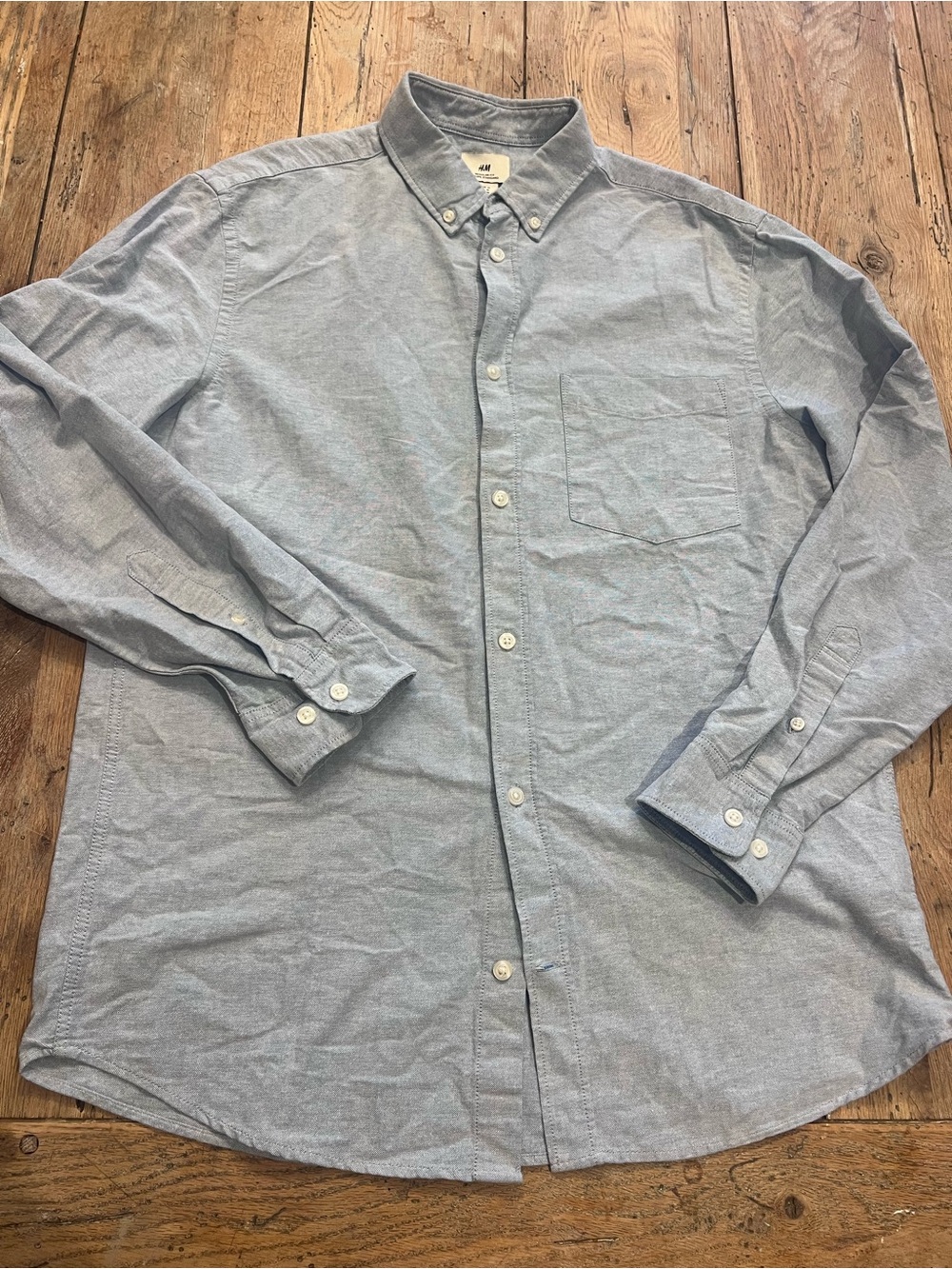 H&M Light Blue Button-Down Casual Shirt - Men's m